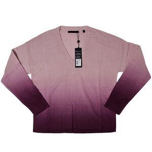 Greyson Anila Sweater 100% Cashmere Canyon Multi Ombre V-Neck NWT